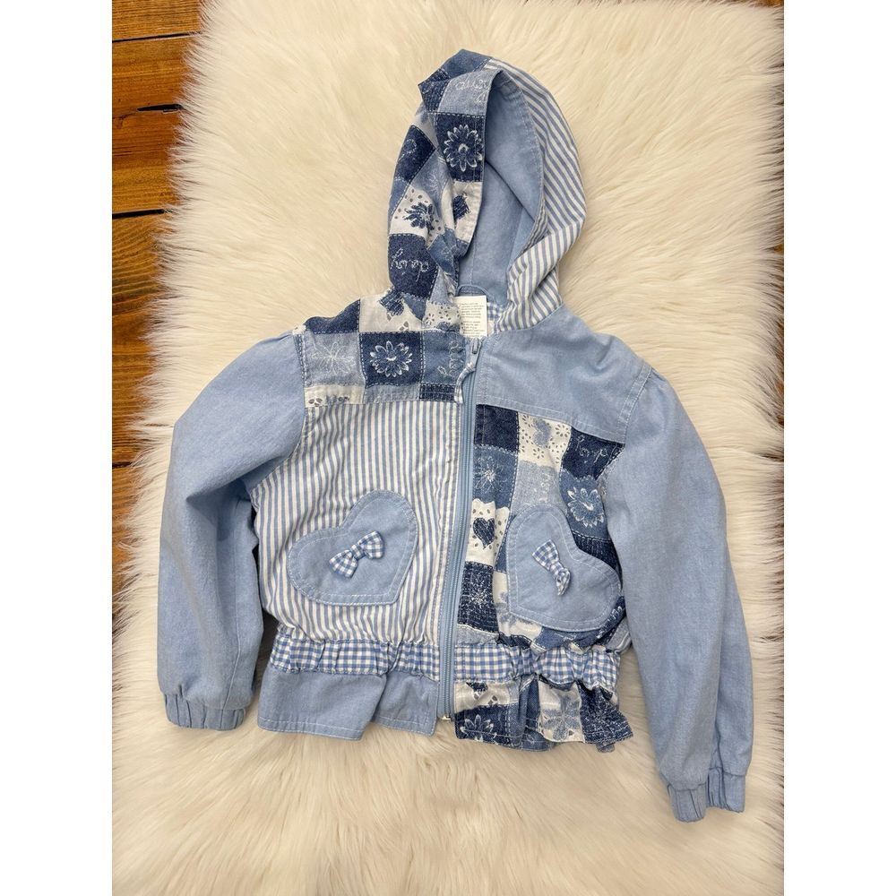 Vintage In Design denim patchwork daisy print jacket 4t